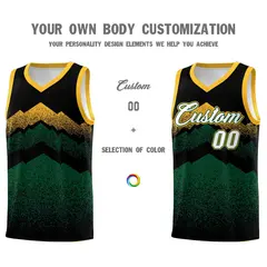 Black Green Mountain Fade Gradient Fashion Basketball Jersey 3