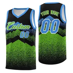 Black Green Mountain Fade Gradient Fashion Basketball Jersey 1