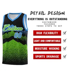 Black Green Mountain Fade Gradient Fashion Basketball Jersey 2