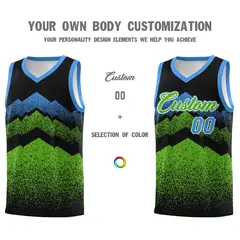 Black Green Mountain Fade Gradient Fashion Basketball Jersey 3