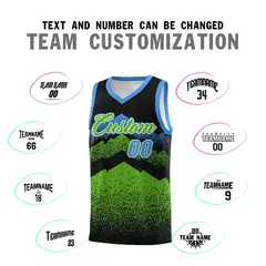 Black Green Mountain Fade Gradient Fashion Basketball Jersey 4