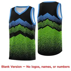 Black Green Mountain Fade Gradient Fashion Basketball Jersey 6
