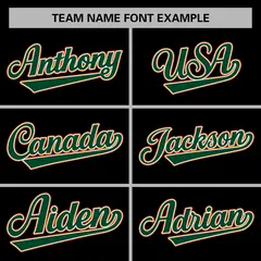 Black Green-Orange Varsity Full-Snap Letterman Jacket 5