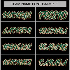 Black Green-Orange Varsity Full-Snap Letterman Jacket 5
