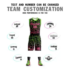 Black Green-Pink Spotted Graffiti Pattern Basketball Jersey 4