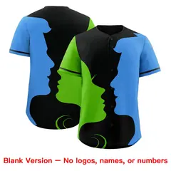 Black Green Powder Blue Couple Silhouettes Valentine's Baseball Jersey 2
