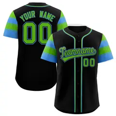 Black Green Powder Blue Sleeve Flag Lace Baseball Jersey 1