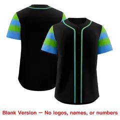 Black Green Powder Blue Sleeve Flag Lace Baseball Jersey 7