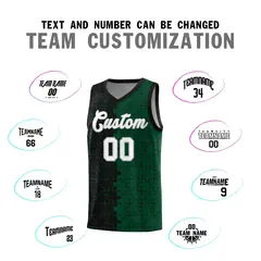 Black Green Puzzle Pattern Splid Basketball Kits 4