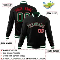 Black Green-Red Varsity Full-Snap Classic Letterman Jacket 4