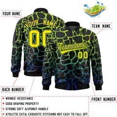 Black Green-Royal Spotted Varsity Full-Zip Letterman Bomber Jacket 2