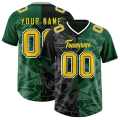 Black Green Split Lightning Pattern Football Jersey
