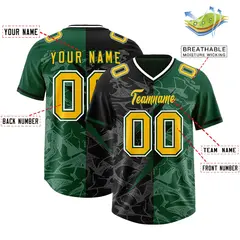 Black Green Split Lightning Pattern Football Jersey 2