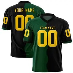 Black Green Split Mesh Authentic Football Jersey