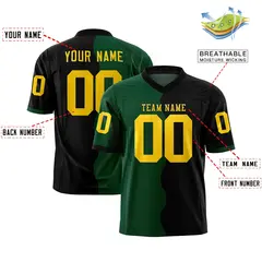Black Green Split Mesh Authentic Football Jersey 2