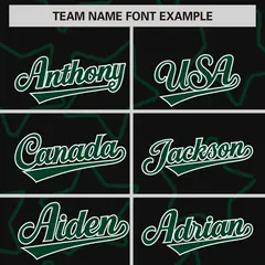 Black Green Star Pattern Varsity Letterman Baseball Jacket 3