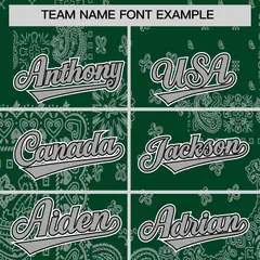 Black Green White Cashew Flower Graffiti V-Neck Hockey Jersey 3