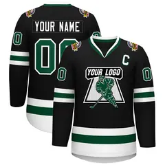Black Green-White Classic Hockey Jersey