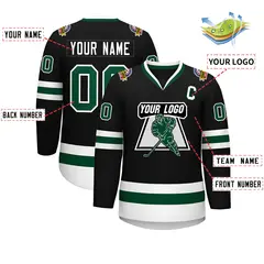 Black Green-White Classic Hockey Jersey 3