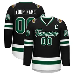 Black Green-White Classic Hockey Jersey
