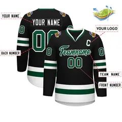 Black Green-White Classic Hockey Jersey 2