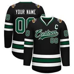 Black Green-White Classic Hockey Jersey
