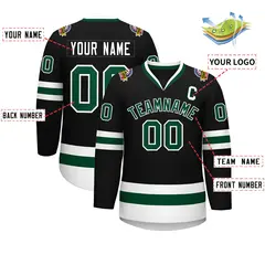 Black Green-White Classic Hockey Jersey 2