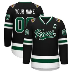Black Green-White Classic Hockey Jersey 1