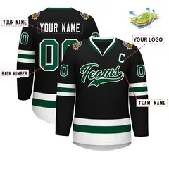 Black Green-White Classic Hockey Jersey 2