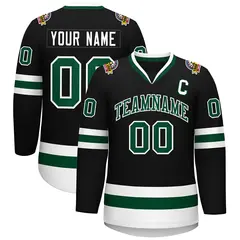 Black Green-White Classic Hockey Jersey