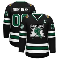 Black Green-White Classic Hockey Jersey 1