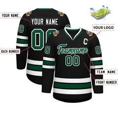 Black Green-White Classic Hockey Jersey 2