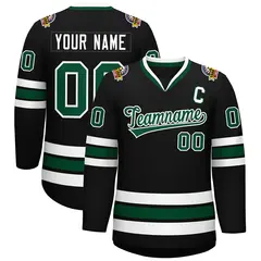 Black Green-White Classic Hockey Jersey 1