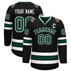 Black Green-White Classic Hockey Jersey 1
