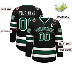 Black Green-White Classic Hockey Jersey 2