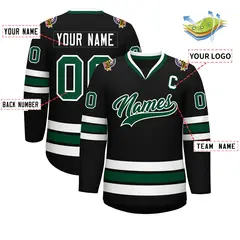Black Green-White Classic Hockey Jersey 2