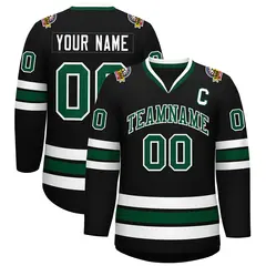 Black Green-White Classic Hockey Jersey 1