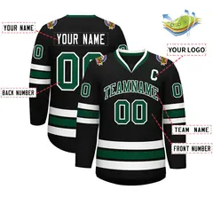 Black Green-White Classic Hockey Jersey 2