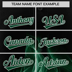 Black Green White Flame Graffiti Baseball Jersey 3