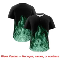 Black Green White Flame Graffiti Baseball Jersey 7