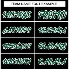 Black Green-White Full-Snap Varsity Letterman Jacket 3