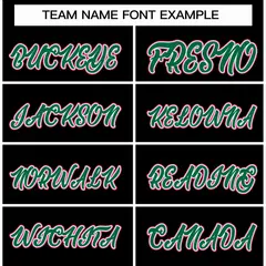 Black Green-White Full-Snap Varsity Letterman Jacket 3