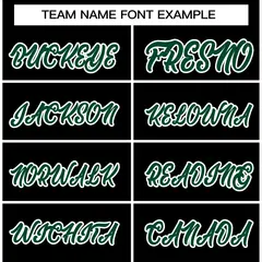 Black Green-White Full-Snap Varsity Letterman Jacket 5