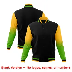 Black Green White Gradient Raglan Varsity Letterman Jacket 7