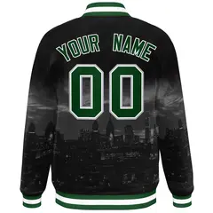 Black Green-White Philadelphia Skyline Track Varsity Full-Snap Jacket 4