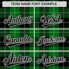 Black Green-White Plaid Varsity Letterman Baseball Jacket 3