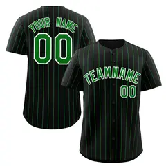 Black Green-White Stripe Authentic Fashion Baseball Jersey
