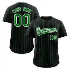 Black Green-White Stripe Authentic Fashion Baseball Jersey
