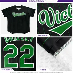 Black Green-White Stripe Authentic Fashion Baseball Jersey 4