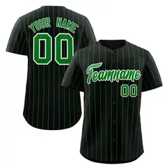 Black Green-White Stripe Authentic Fashion Baseball Jersey